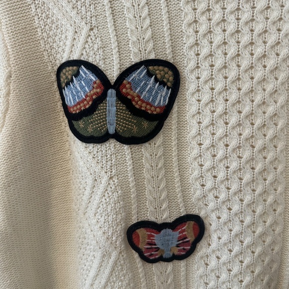 Jamison Ivory Knit Sweater with Butterly Patches | Size Small - Picture 4 of 9